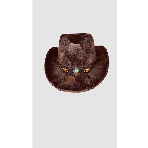 Western Hat Faux Leather Brown