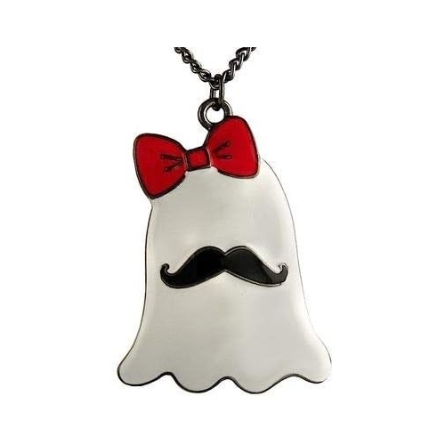 Ghost Necklace w/Bow and Mustache