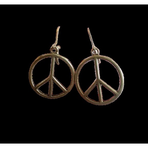 Peace Sign Earrings Silver Pierced