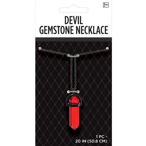 Devil Gemstone Necklace 20" Black/Red