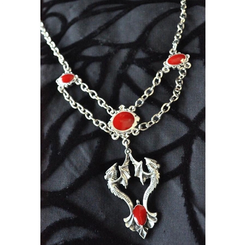 Dragon Necklace Red/Silver