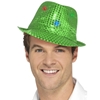 Green Light up Sequin Trilby Hat