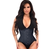 Black Cotton Double Steel Boned Waist Corset