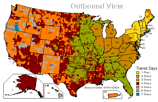 UPS Shipping Map